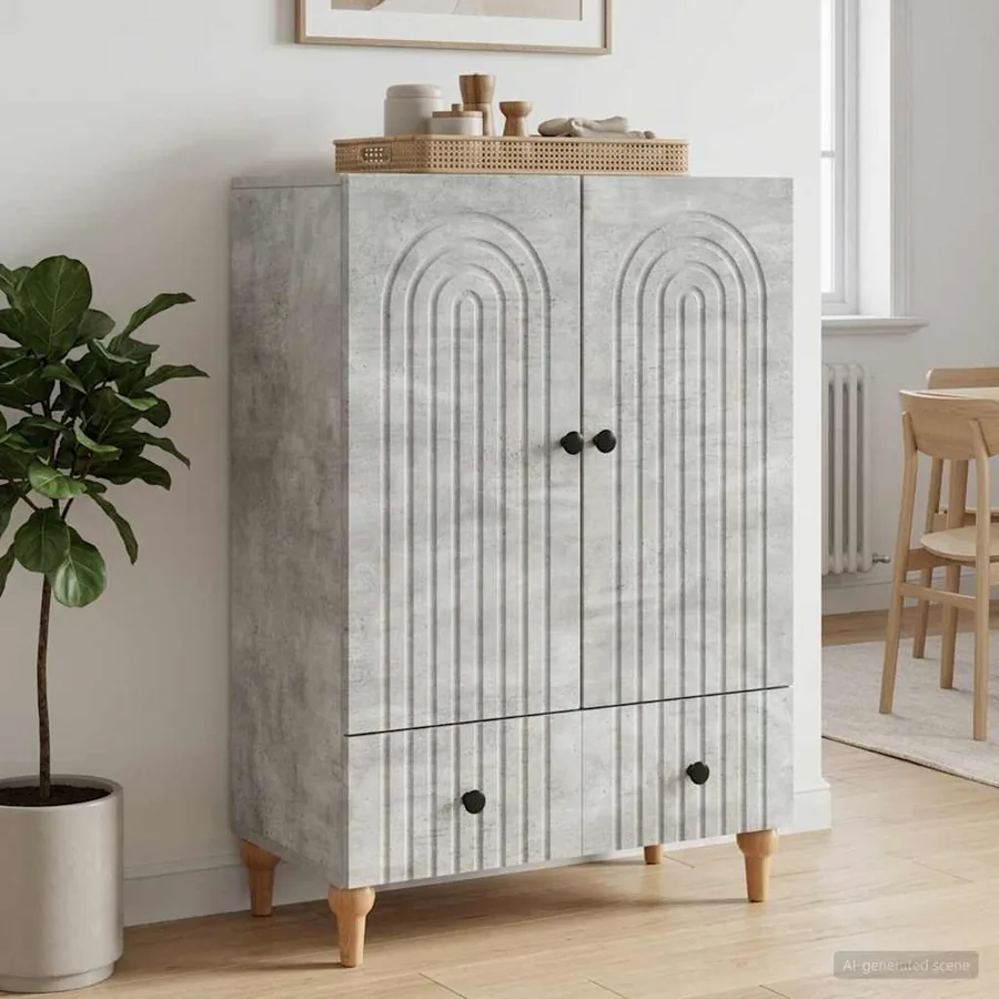 Buffet Gris béton 66 x 34,5 x 95 cm Bois d'ingénierie