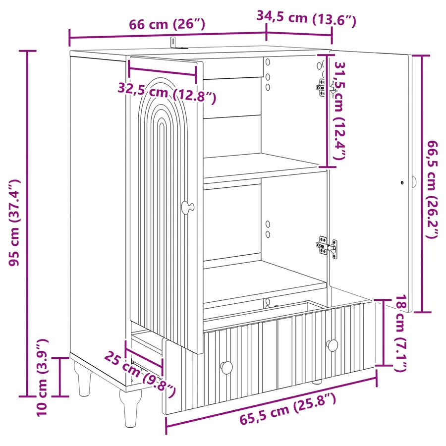 Buffet Gris béton 66 x 34,5 x 95 cm Bois d'ingénierie - 9