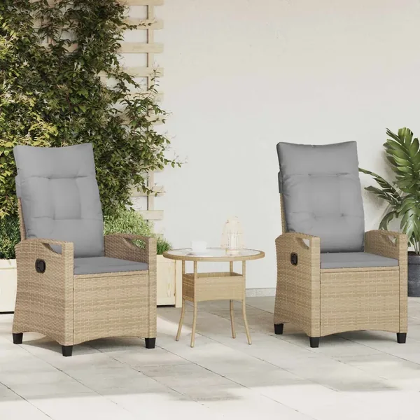 Chaise de jardin 2 pcs Beige et Gris clair 56 x 60 x 112 cm