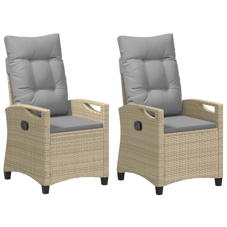 Chaise de jardin 2 pcs Beige et Gris clair 56 x 60 x 112 cm - 2