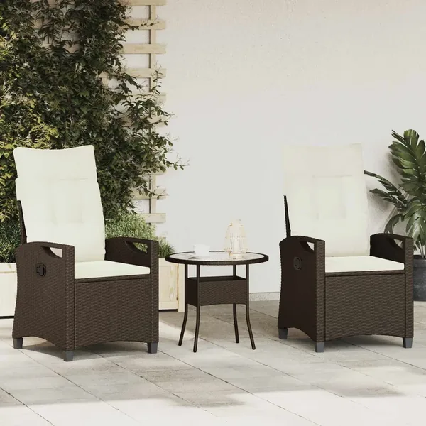 Chaise de jardin 2 pcs Marron et Crème 56 x 60 x 112 cm