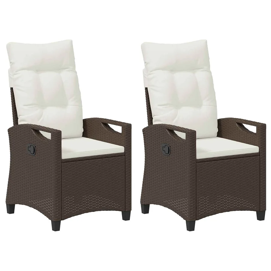Chaise de jardin 2 pcs Marron et Crème 56 x 60 x 112 cm - 2
