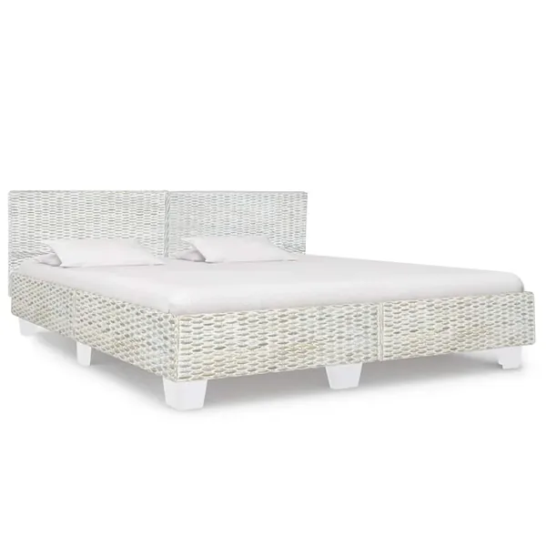 Bed frame without mattress Grey Natural rattan 180x200 cm