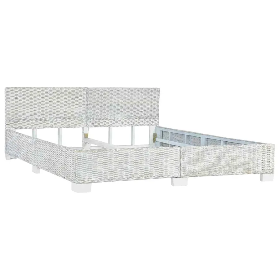 Bed frame without mattress Grey Natural rattan 180x200 cm - 2