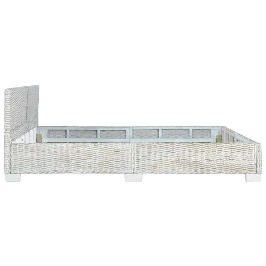 Bed frame without mattress Grey Natural rattan 180x200 cm - 4