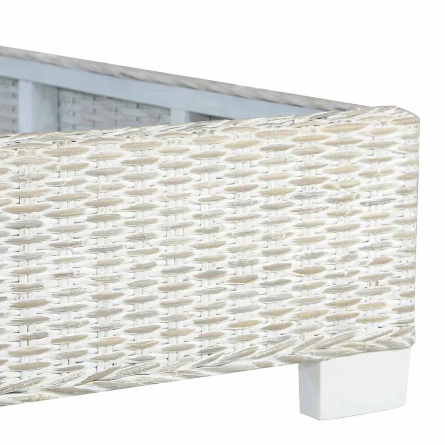 Bed frame without mattress Grey Natural rattan 180x200 cm - 5