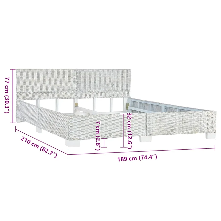 Bed frame without mattress Grey Natural rattan 180x200 cm - 7