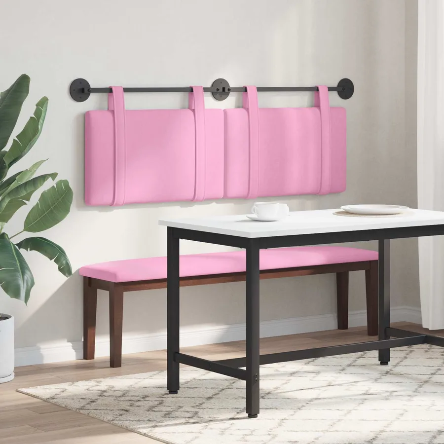 Tête de lit suspendue Rose tissu - 4