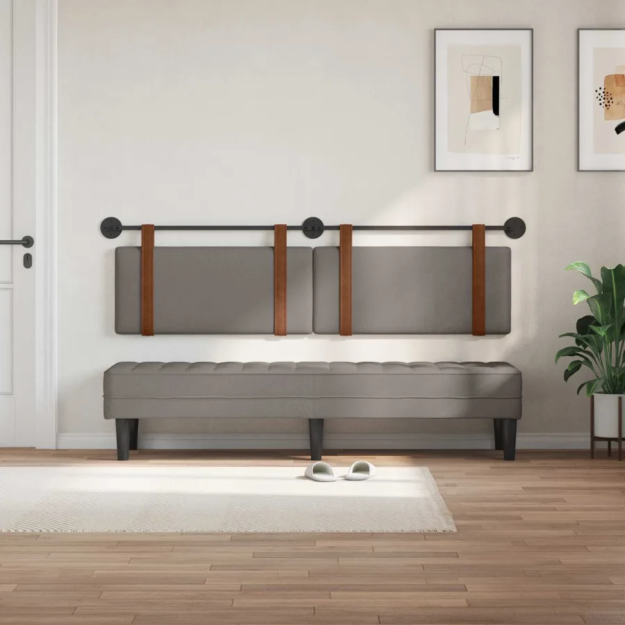 Tête de lit suspendue Taupe PU antique - 3