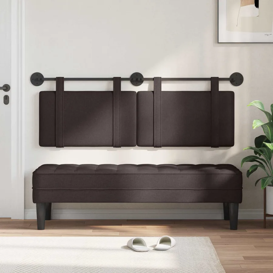 Tête de lit suspendue Marron foncé Tissu - 3