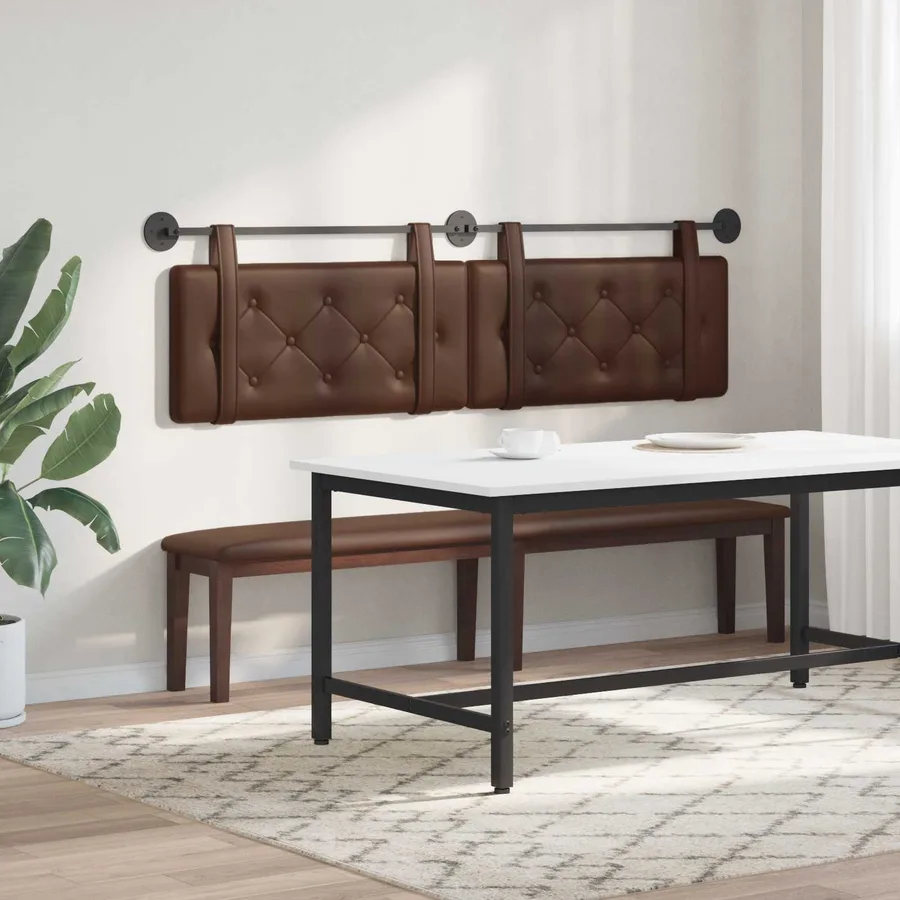 Tête de lit suspendue Marron Simili cuir - 4