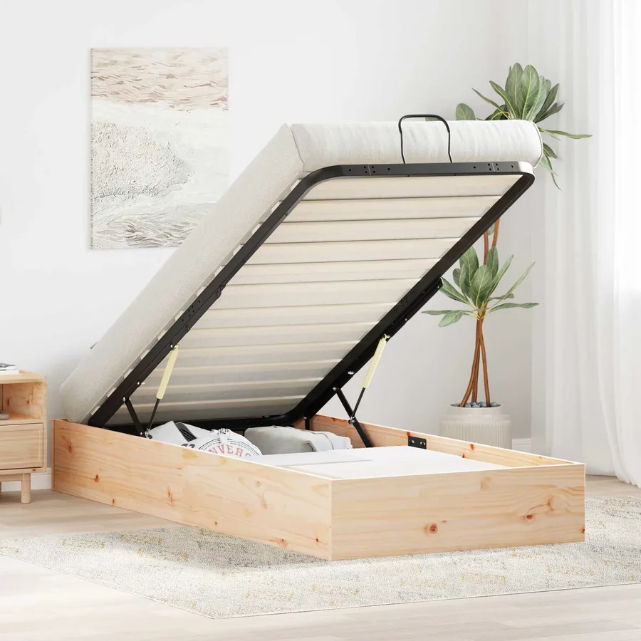 Cadre de lit ottoman avec rangement Naturel 70 x 190 cm