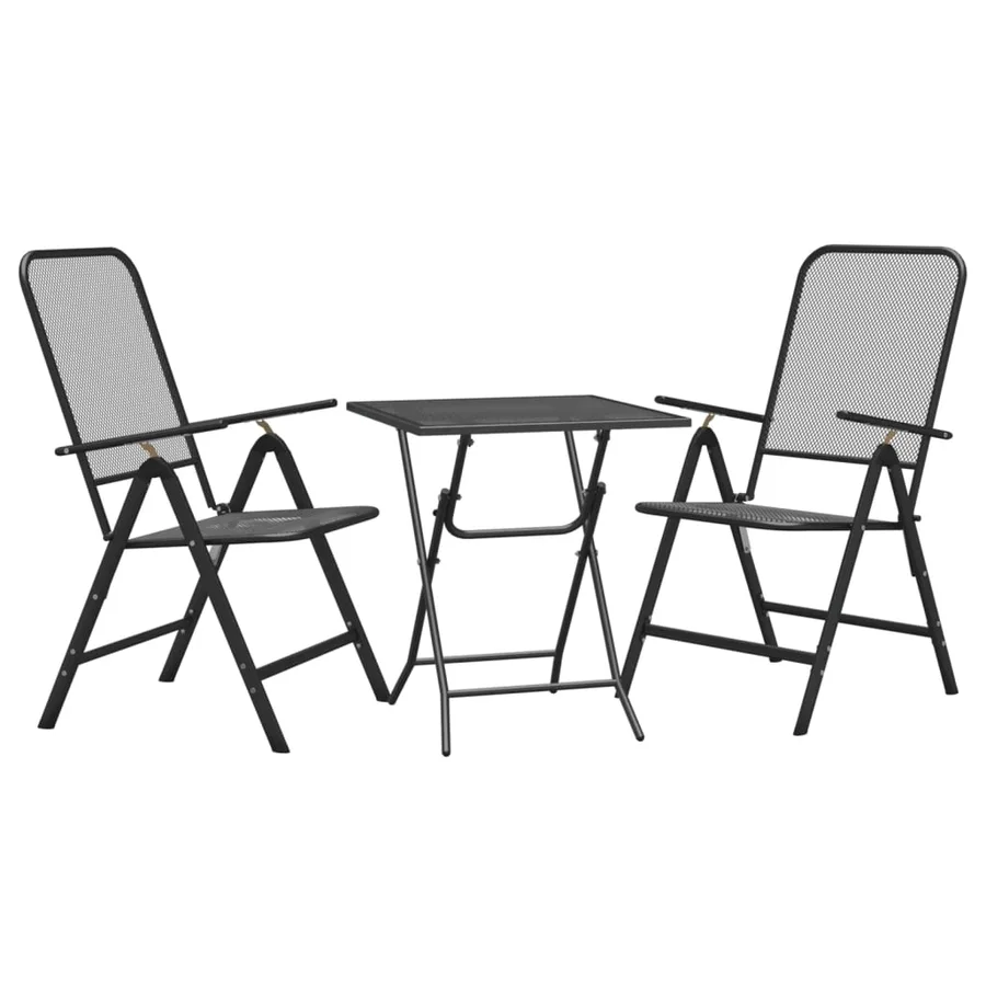 Ensemble à manger de jardin 3 pcs Maille Métal Anthracite - 3
