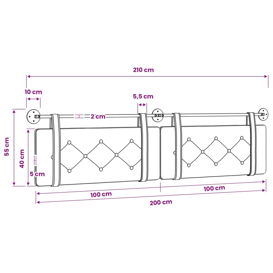Tête de lit suspendue Crème Simili cuir - 11