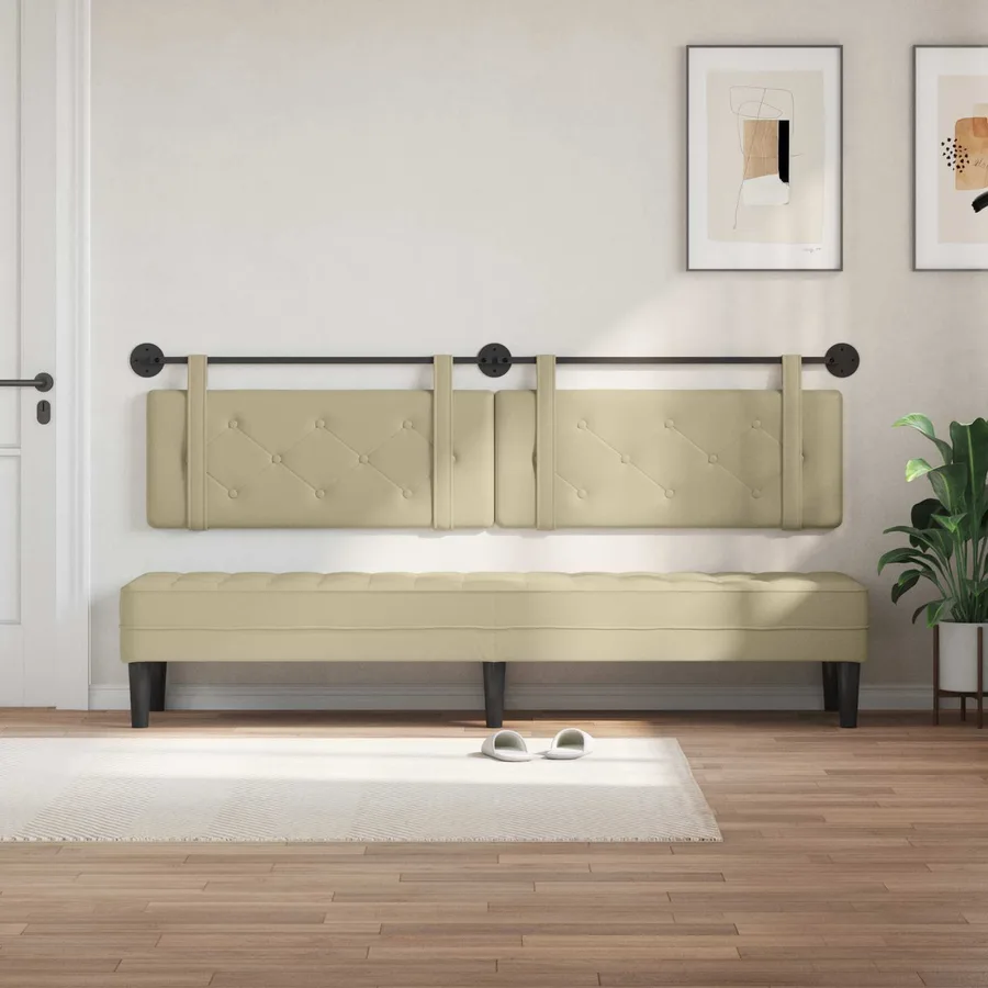 Tête de lit suspendue Crème Simili cuir - 3