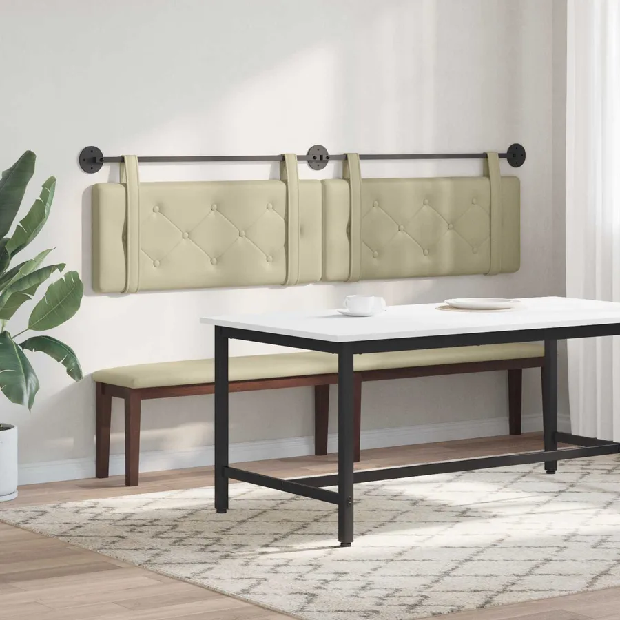 Tête de lit suspendue Crème Simili cuir - 4