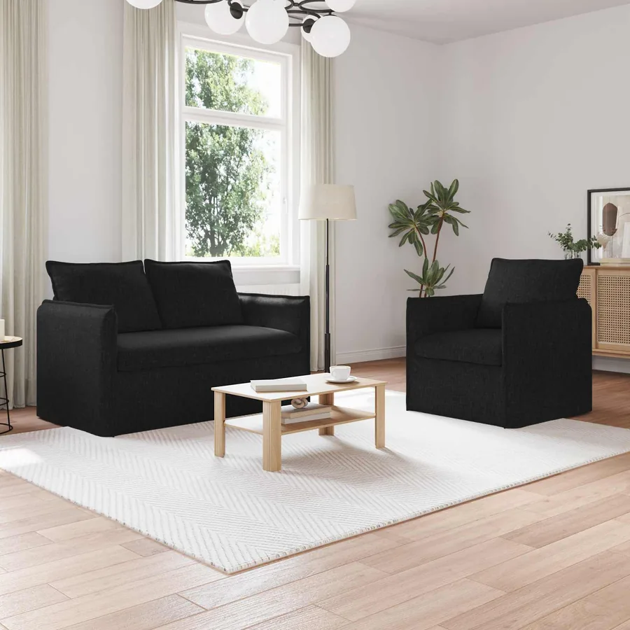 Ensemble de Canapés 2 pcs Noir 136 x 82 x 85 cm Tissu