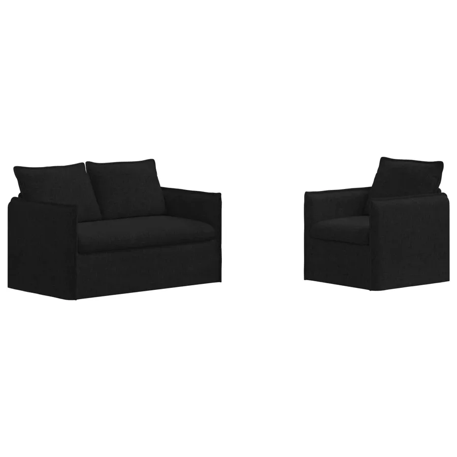 Ensemble de Canapés 2 pcs Noir 136 x 82 x 85 cm Tissu - 2