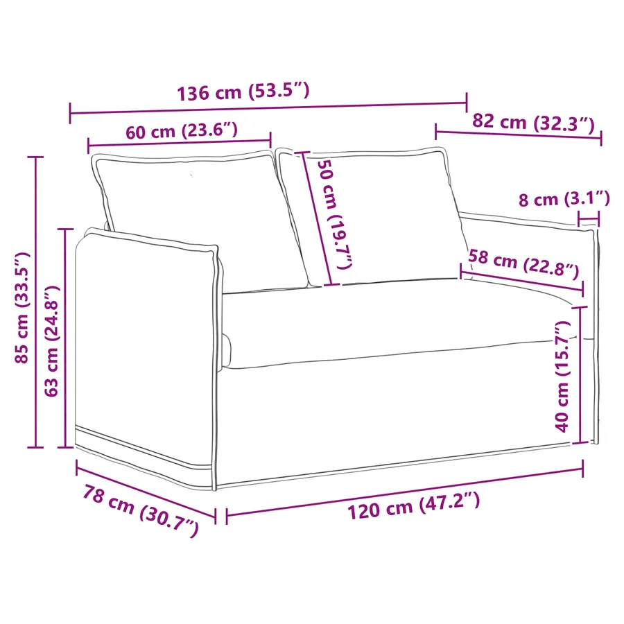 Ensemble de Canapés 2 pcs Noir 136 x 82 x 85 cm Tissu - 8