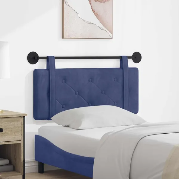 Tête de lit suspendue Bleu police Velours