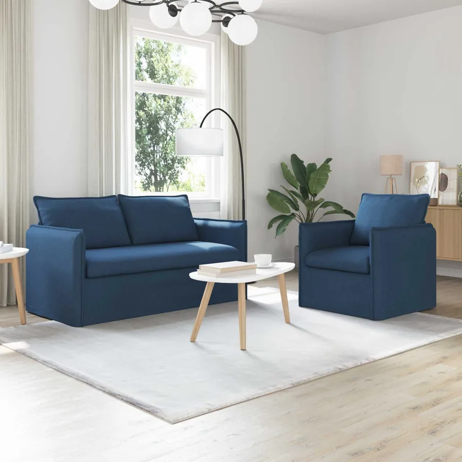 Ensemble de Canapés 2 pcs Bleu 156 x 82 x 85 cm Tissu