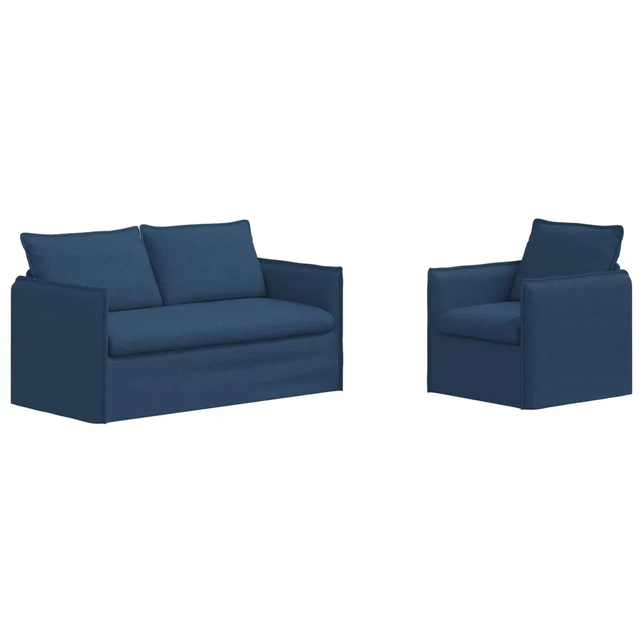 Ensemble de Canapés 2 pcs Bleu 156 x 82 x 85 cm Tissu - 2