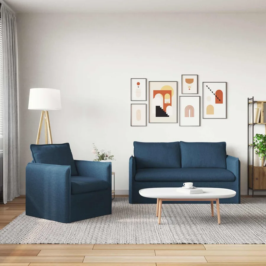 Ensemble de Canapés 2 pcs Bleu 156 x 82 x 85 cm Tissu - 3