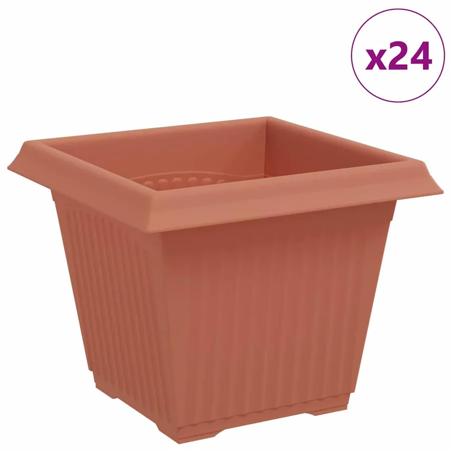 Pot de Fleurs Carré 24 pcs Rouge brique 20 x 20 x 16 cm - 2