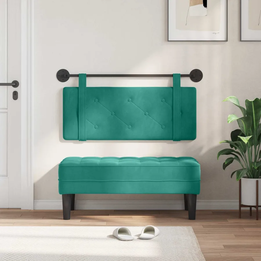 Tête de lit suspendue Turquoise Velours - 3