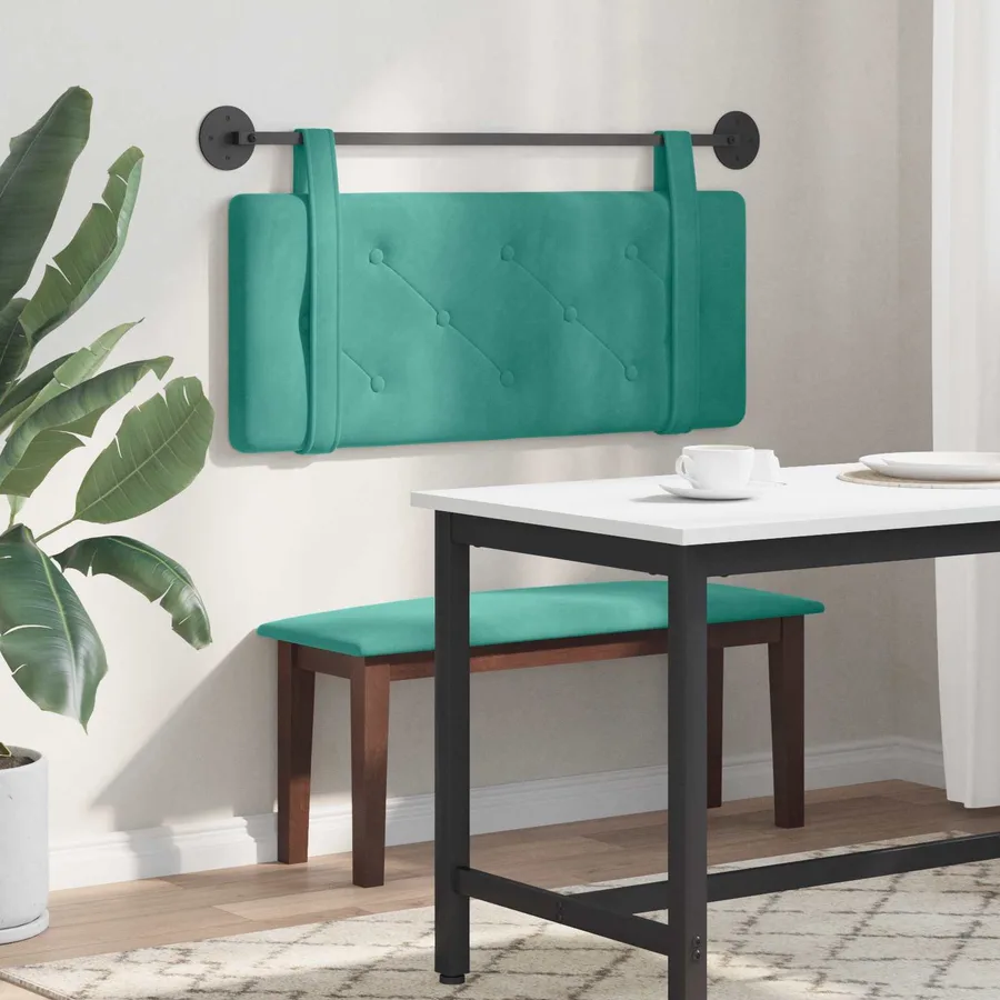 Tête de lit suspendue Turquoise Velours - 4