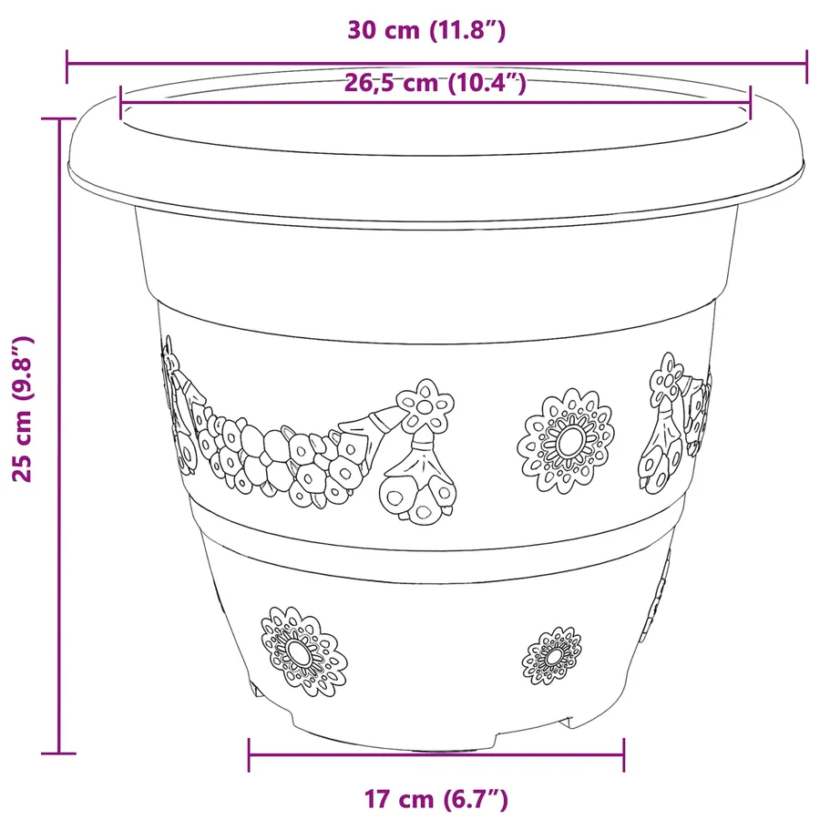 Pots de plantes 6 pcs Rouge brique Ø 30 x 25 cm Plastique - 11