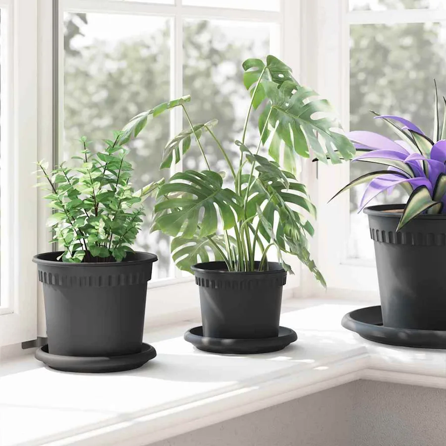 Pots de plantes 24 pcs Noir Ø 12,5 x 10 cm Plastique - 4
