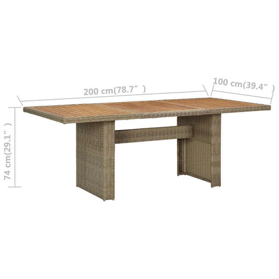 Table à manger de jardin Marron 200x100x74 cm Résine tressée - 6