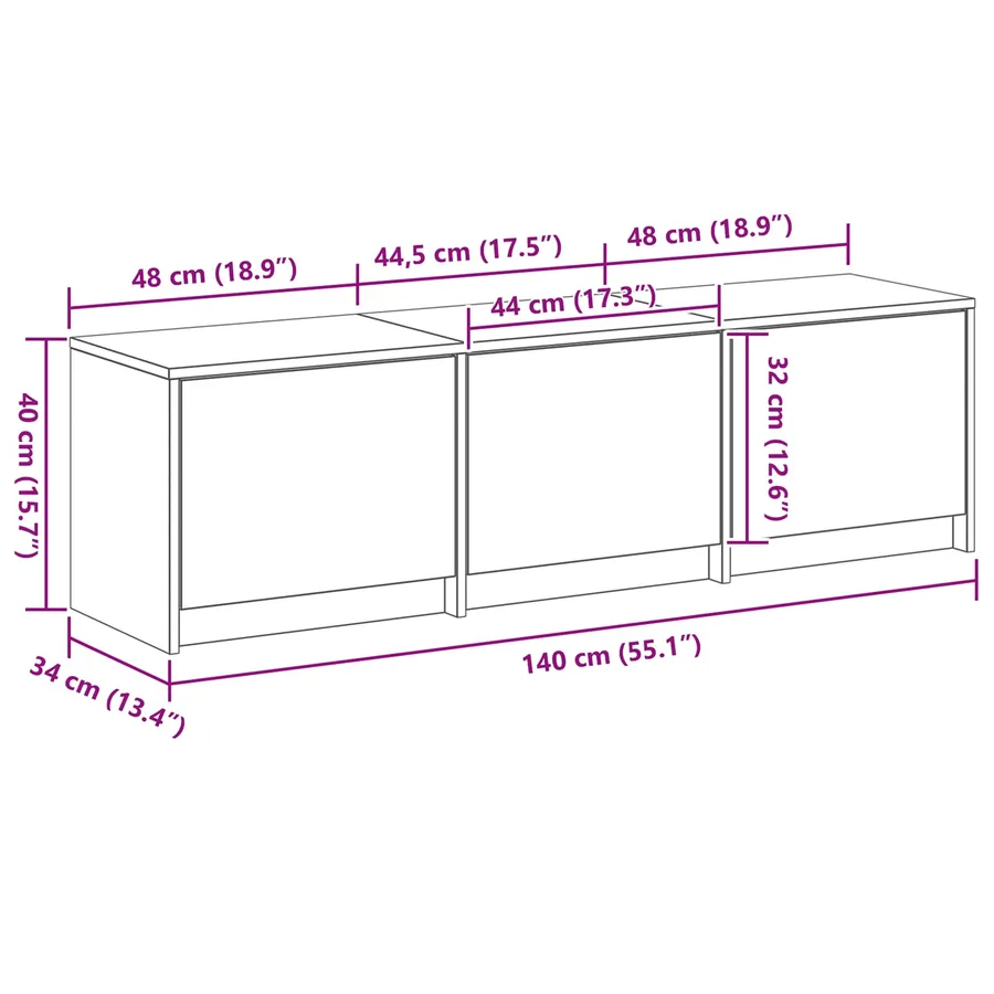 Meuble TV 140 x 34 x 40 cm Bois ancien Bois d'ingénierie - 14