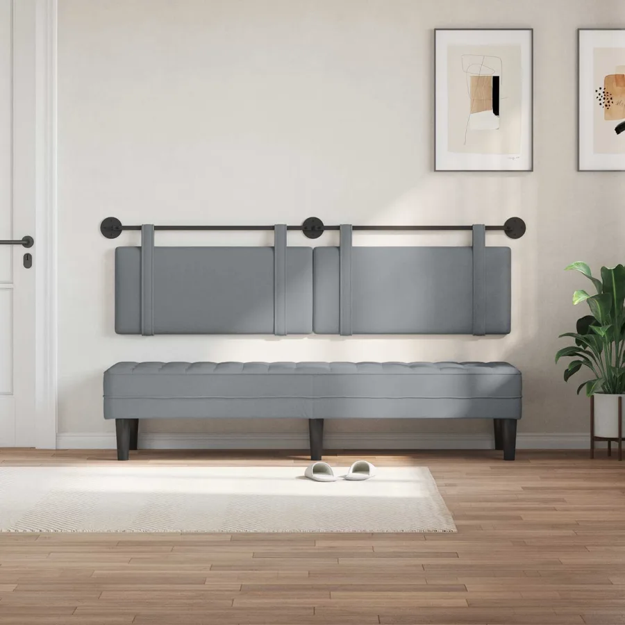 Tête de lit suspendue Gris clair Tissu - 3
