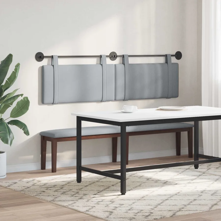 Tête de lit suspendue Gris clair Tissu - 4