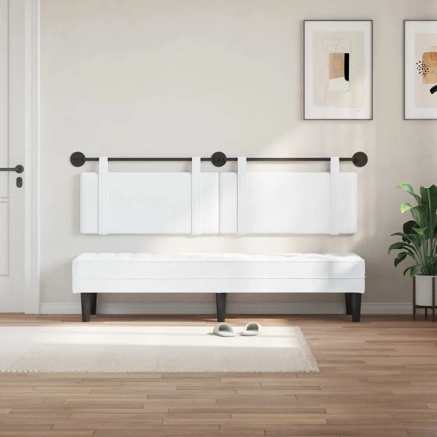Tête de lit suspendue Blanc Tissu - 3