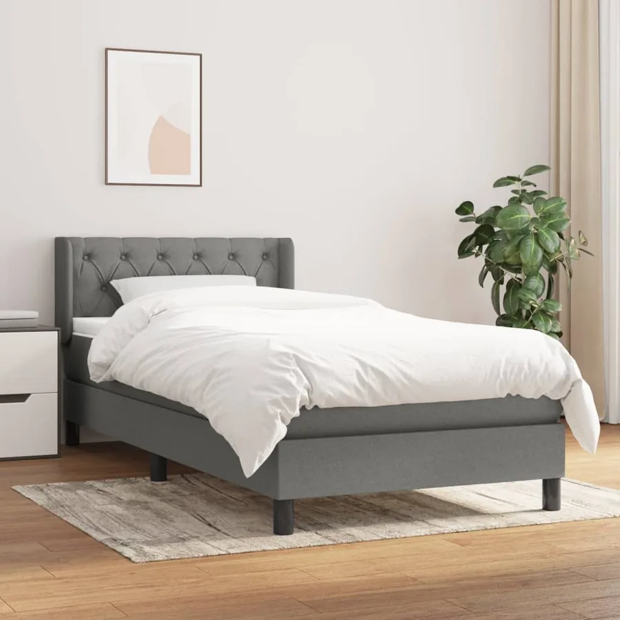Slatted bed base with mattress Dark grey 80x200 cm Fabric