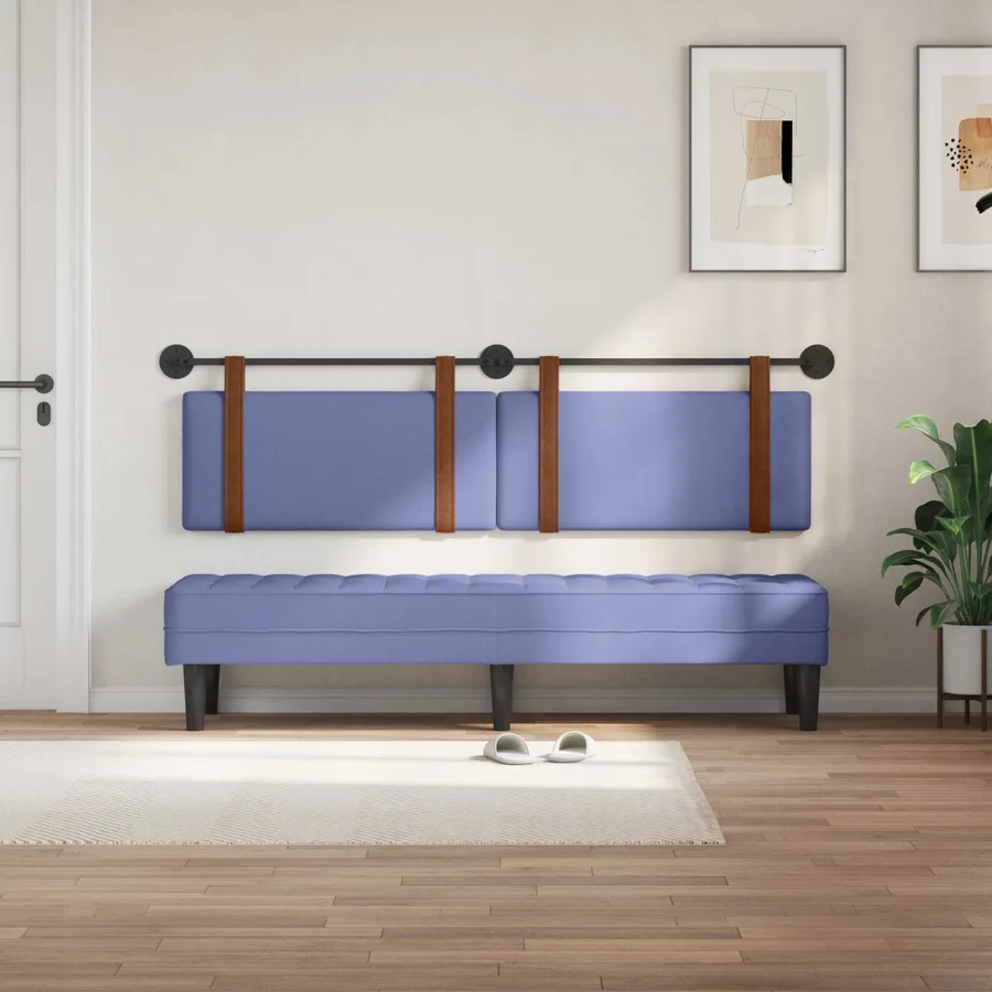 Tête de lit suspendue Uni Bleu denim 190 x 55 x 5 cm PU antique - 3
