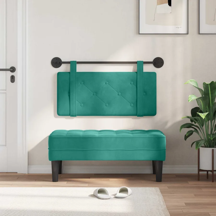 Tête de lit suspendue Turquoise Velours - 3