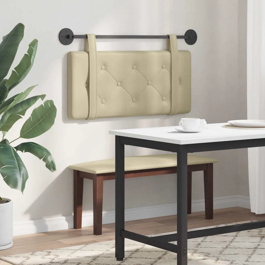 Tête de lit suspendue Crème Simili cuir - 4