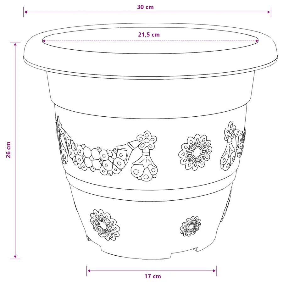Pot à fleurs rond 24 pcs Rouge brique Ø 30 x 25 cm Plastique - 9
