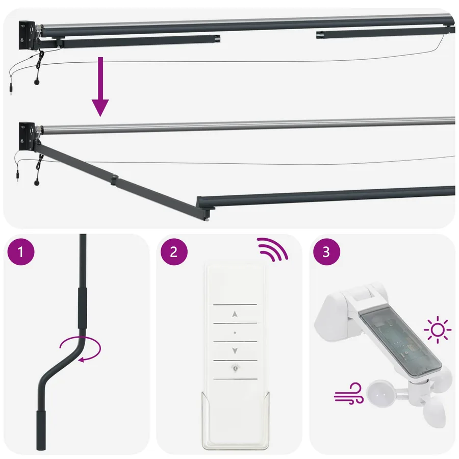 Cadre de store rétractable électrique Anthracite 4 x 2 m - 11
