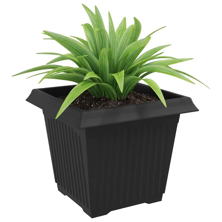 Pot de Fleurs Carré 6 pcs Noir 28,5 x 28,5 x 22 cm Plastique - 3