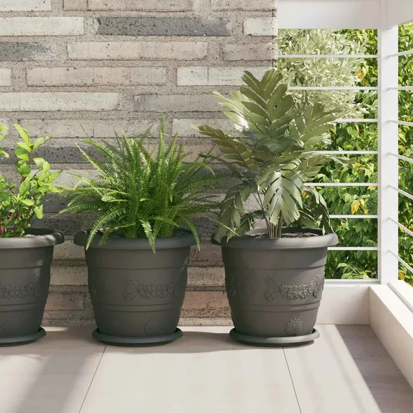 Pots de plantes 24 pcs Noir Ø 30 x 25 cm Plastique
