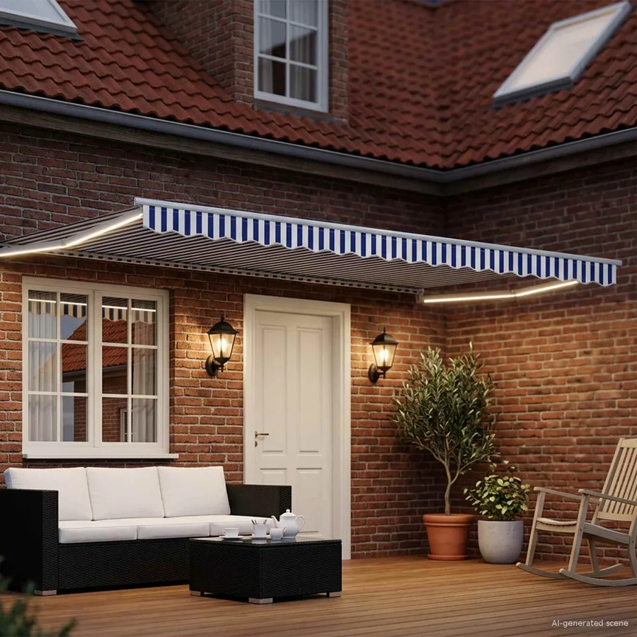 Auvent rétractable électrique Bleu et Blanc 4 x 2 m - 3