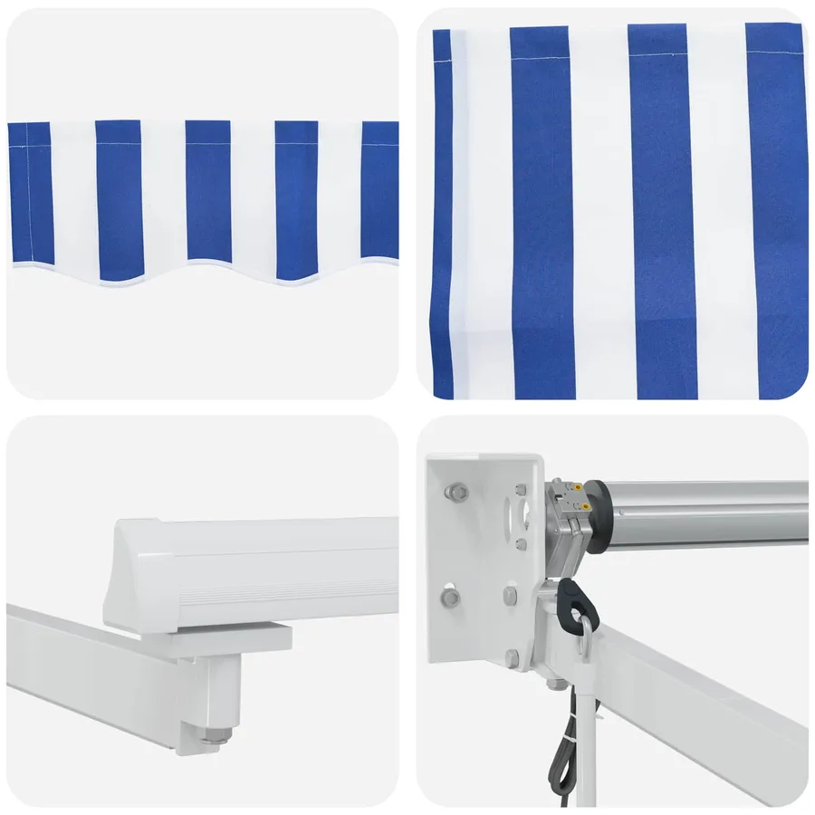 Auvent rétractable électrique Bleu et Blanc 4 x 2 m - 9