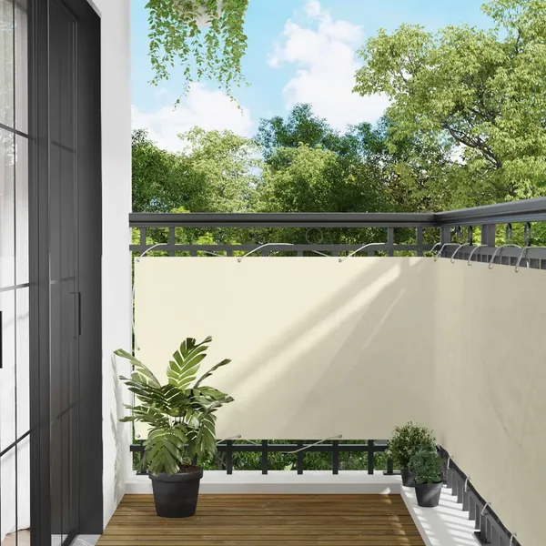 Écran de balcon Crème 100 x 400 cm Tissu Oxford