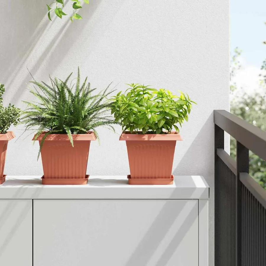 Pot de Fleurs Carré 6 pcs Rouge brique 20 x 20 x 16 cm