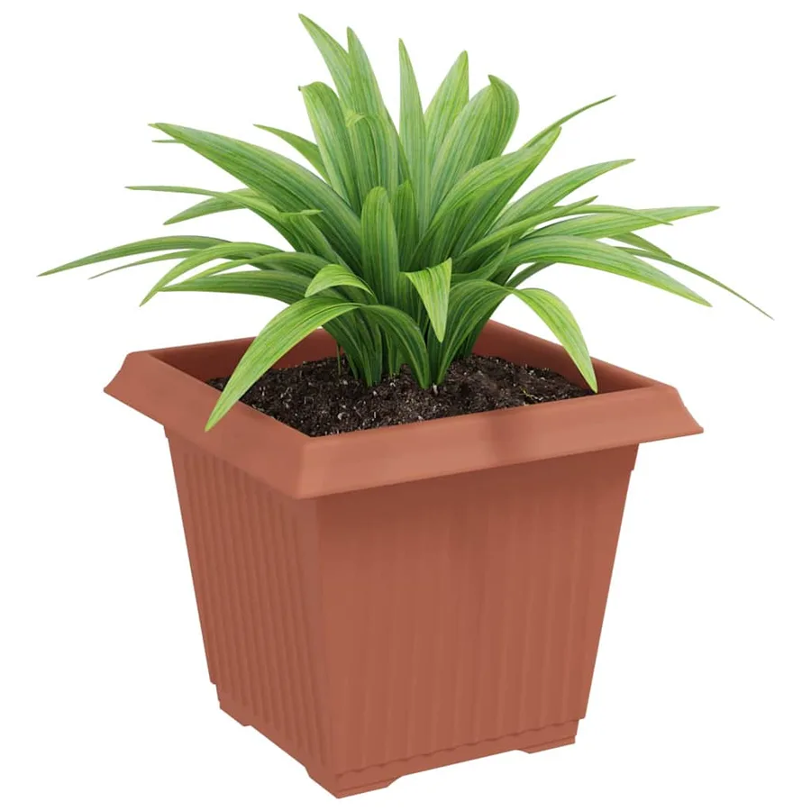 Pot de Fleurs Carré 6 pcs Rouge brique 20 x 20 x 16 cm - 3